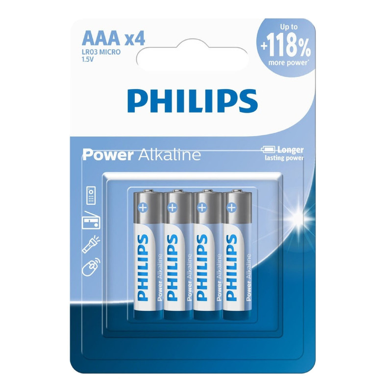 باتری نیم قلمی 4 عددی فیلیپس مدل Philips | Power Alkaline