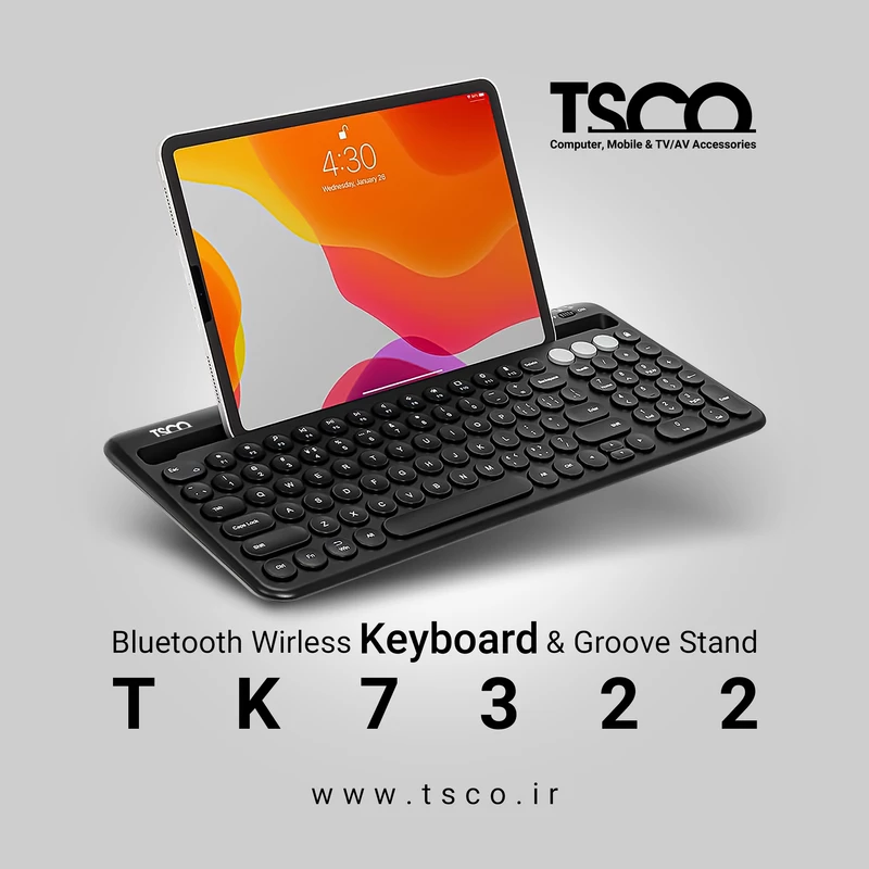 کیبورد بلوتوثی تسکو TK-7322 Full-Size | تایپ روان و بیسیم - Image 3